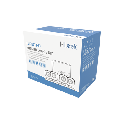 KIT7204BP(C)-HiLook by HIKVISION-KIT TurboHD 720p / DVR 4 canales / 4 Cámaras Bala de Policarbonato / 4 Cables 18 Mts / 1 Fuente de Poder Profesional 