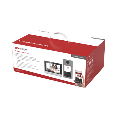 DS-KIS604-P(C)-HIKVISION-Kit de Videoportero IP Poe Estandar con llamada a App de Smartphone (HikConnect) / Apertura con tarjeta MIFARE / Frente de calle IK08 & IP65 / Soporta 2 puertas