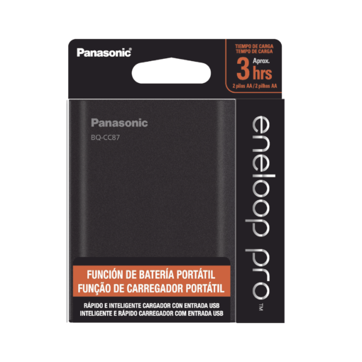 BQCCC87ABK-PANASONIC-Cargador para baterías y power bank  2 en 1, carga individual y/o simultánea hasta 4 baterías, (AA y AAA, Ni-MH )